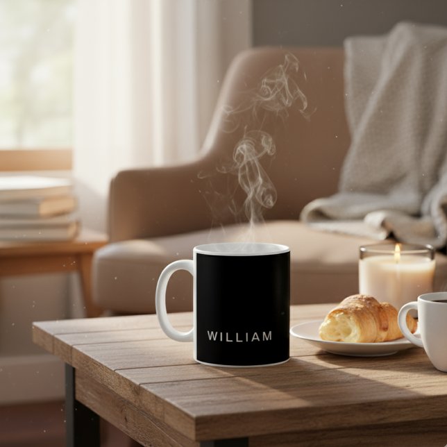 Personalised Black & Monogram with Custom Coffee Mug (Creator Uploaded)