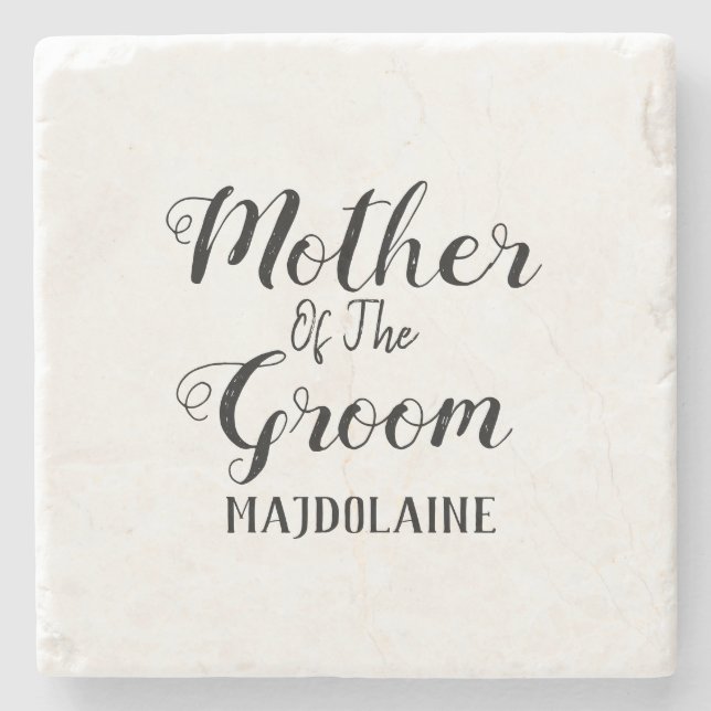 Personalised black mother of the groom stone coaster (Front)