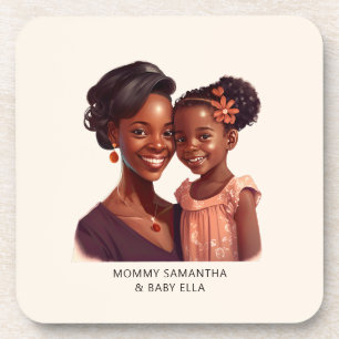 Personalised Black Mum and Daughter (10) Coaster