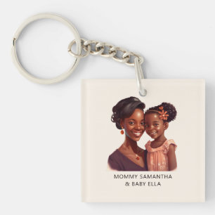 Personalised Black Mum and Daughter (10) Key Ring