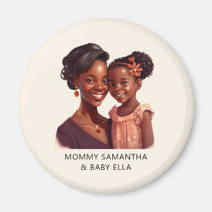 Personalised Black Mum and Daughter (10) Magnet