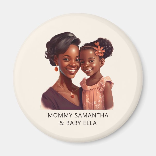Personalised Black Mum and Daughter (10) Magnet (Front)