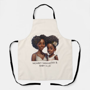 Personalised Black Mum and Daughter (11) Apron