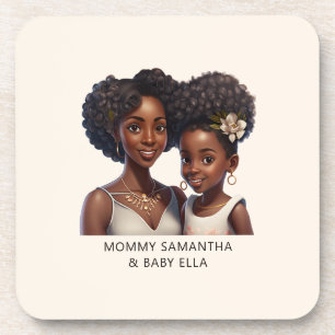 Personalised Black Mum and Daughter (11) Coaster