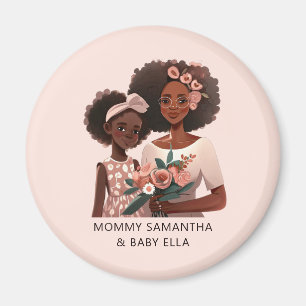 Personalised Black Mum and Daughter (12) Magnet