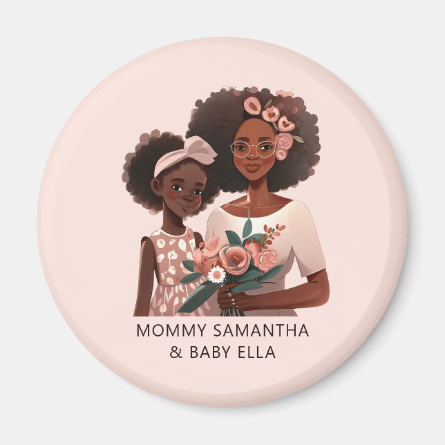Personalised Black Mum and Daughter (12) Magnet (Front)