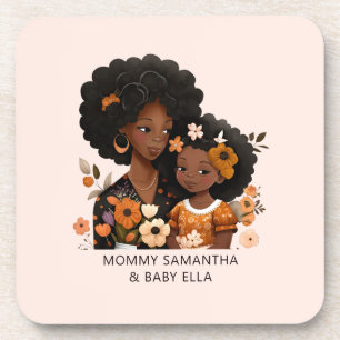 Personalised Black Mum and Daughter (13) Coaster
