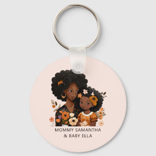 Personalised Black Mum and Daughter (13) Key Ring