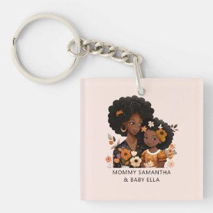 Personalised Black Mum and Daughter (13) Key Ring