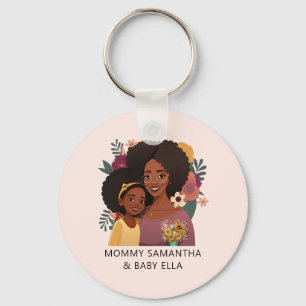 Personalised Black Mum and Daughter (14) Key Ring