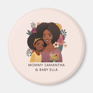 Personalised Black Mum and Daughter (14) Magnet