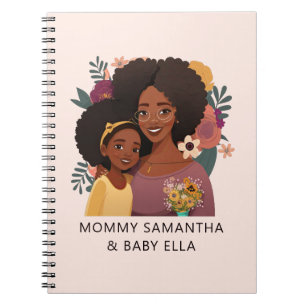 Personalised Black Mum and Daughter (14) Notebook