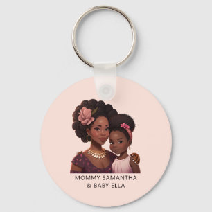 Personalised Black Mum and Daughter (15) Key Ring