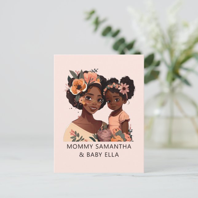 Personalised Black Mum and Daughter (16) Postcard (Standing Front)