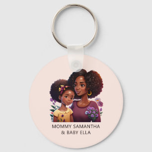 Personalised Black Mum and Daughter (17) Key Ring