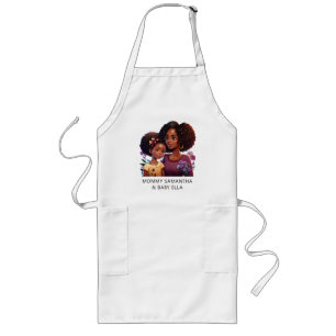 Personalised Black Mum and Daughter (17) Long Apron