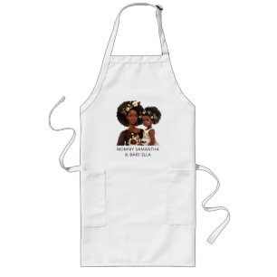 Personalised Black Mum and Daughter (18) Long Apron