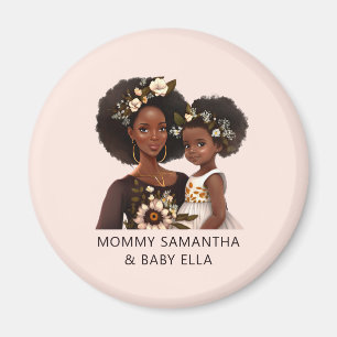 Personalised Black Mum and Daughter (18) Magnet