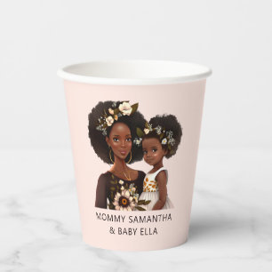 Personalised Black Mum and Daughter (18) Paper Cups