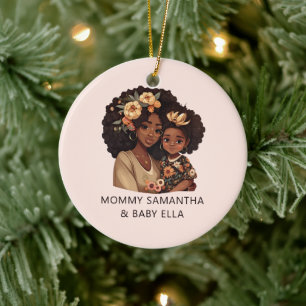 Personalised Black Mum and Daughter (19) Ceramic Ornament