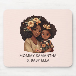 Personalised Black Mum and Daughter (19) Mouse Pad