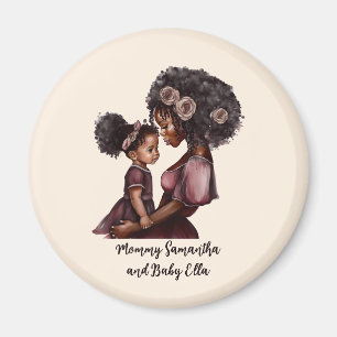 Personalised Black Mum and Daughter (1) Magnet