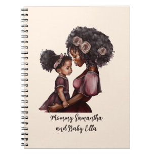 Personalised Black Mum and Daughter (1) Notebook