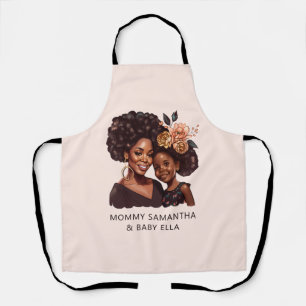 Personalised Black Mum and Daughter (20) Apron