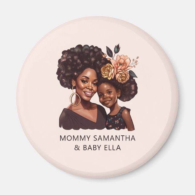 Personalised Black Mum and Daughter (20) Magnet (Front)