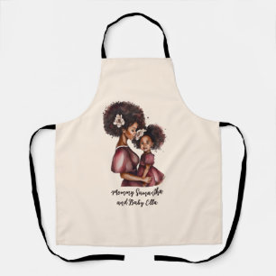 Personalised Black Mum and Daughter (2) Apron