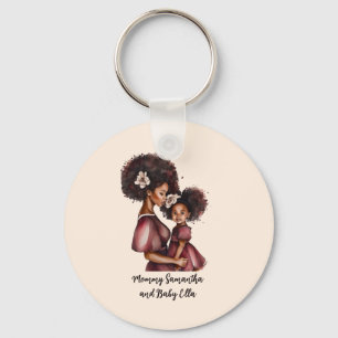 Personalised Black Mum and Daughter (2) Key Ring