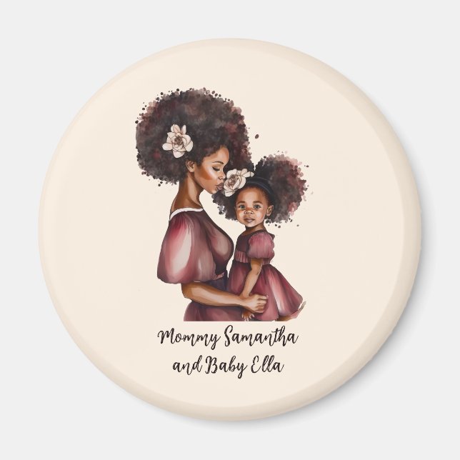 Personalised Black Mum and Daughter (2) Magnet (Front)