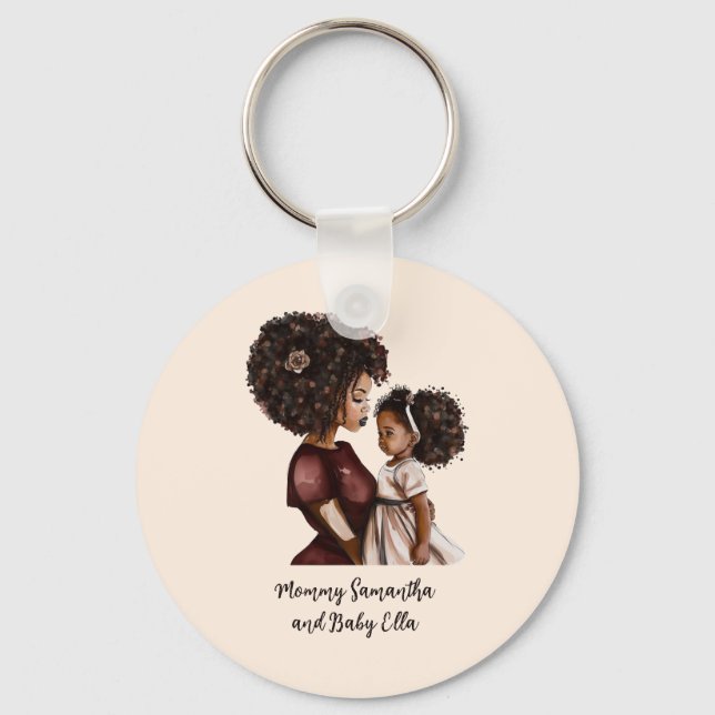 Personalised Black Mum and Daughter (3) Key Ring (Front)