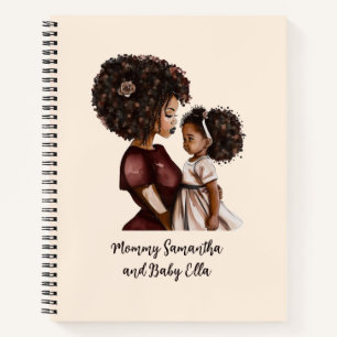 Personalised Black Mum and Daughter (3) Notebook
