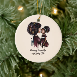 Personalised Black Mum and Daughter (4) Ceramic Ornament