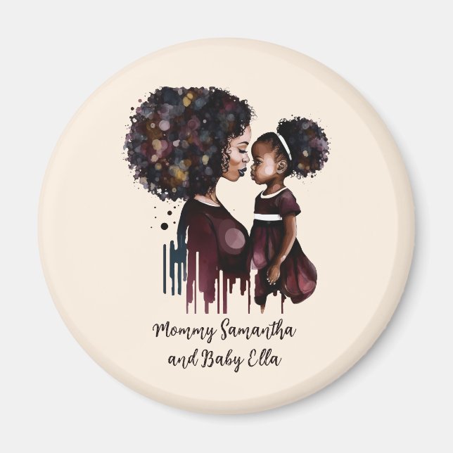 Personalised Black Mum and Daughter (4) Magnet (Front)