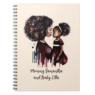 Personalised Black Mum and Daughter (4) Notebook