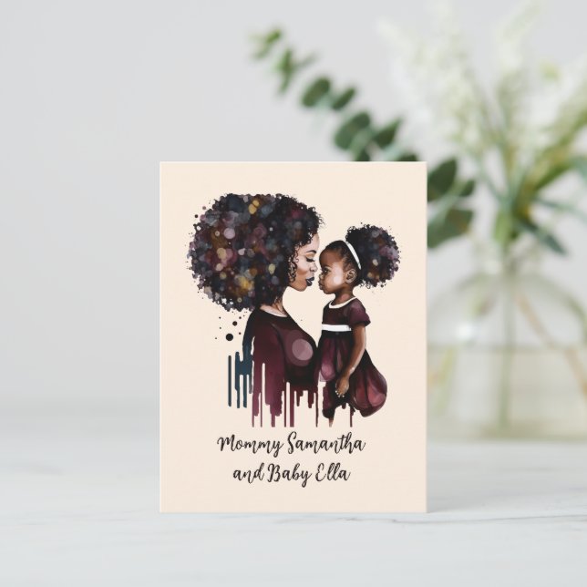 Personalised Black Mum and Daughter (4) Postcard (Standing Front)