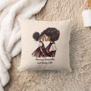 Personalised Black Mum and Daughter (5) Cushion