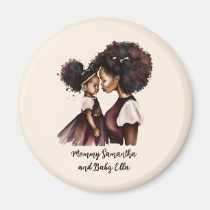 Personalised Black Mum and Daughter (5) Magnet