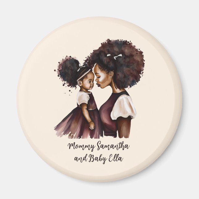 Personalised Black Mum and Daughter (5) Magnet (Front)