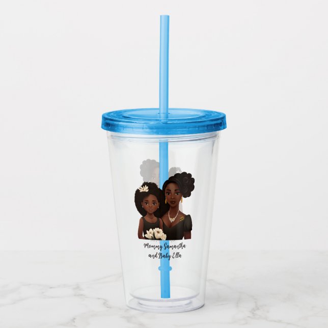 Personalised Black Mum and Daughter (6) Acrylic Tumbler (Front)