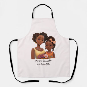 Personalised Black Mum and Daughter (7) Apron
