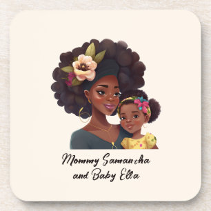 Personalised Black Mum and Daughter (8) Coaster
