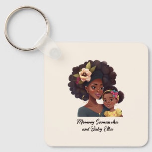 Personalised Black Mum and Daughter (8) Key Ring