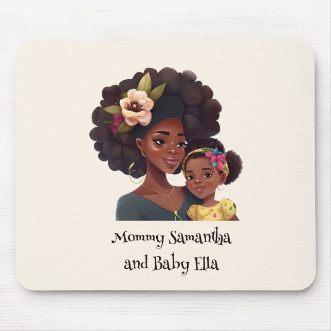 Personalised Black Mum and Daughter (8) Mouse Pad (Front)