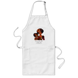 Personalised Black Mum and Daughter (9) Long Apron
