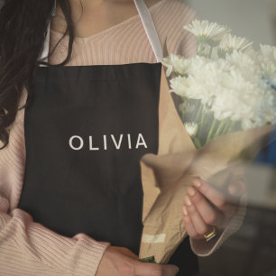 Personalised Black & Name Monogram   Elegant  Apron