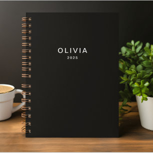 Personalised Black & Name Monogram   Elegant  Notebook
