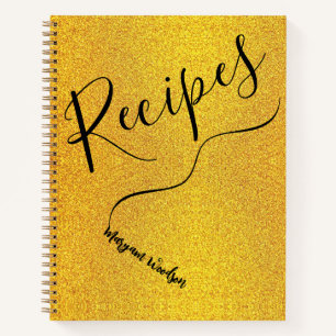 Personalised Black Name (Recipe Journal) Chic Gold Notebook